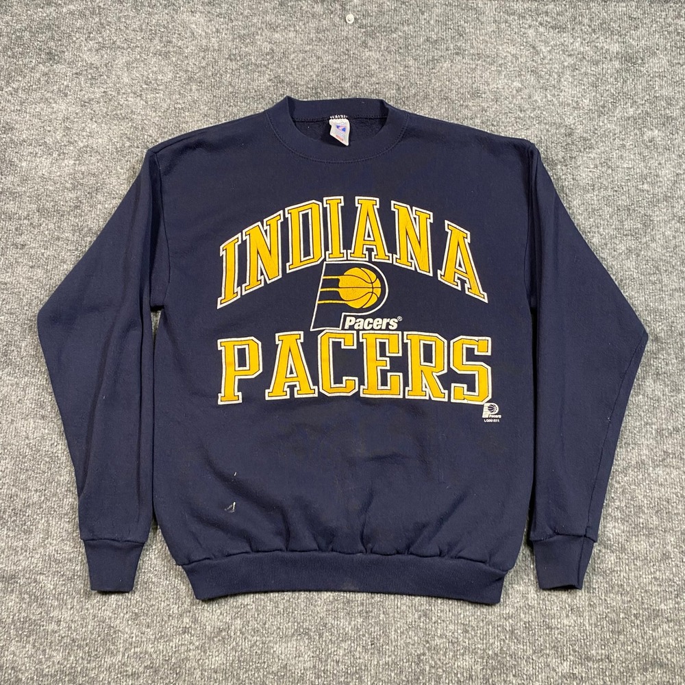 Vintage Logo 7 Indiana Pacers Sweatshirt Mens Medium Navy Blue NBA 90s USA Made